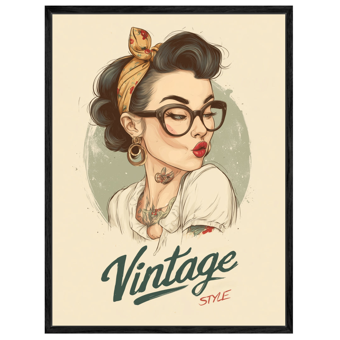 Klassische Damenzeichnung Leinwandbild Vintage – Leinwand auf Holzrahmen – Ansicht 4