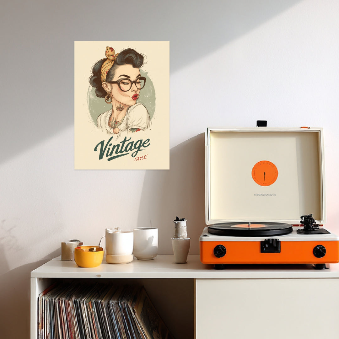 Klassische Damenzeichnung Leinwandbild Vintage – Leinwand auf Holzrahmen – Ansicht 3