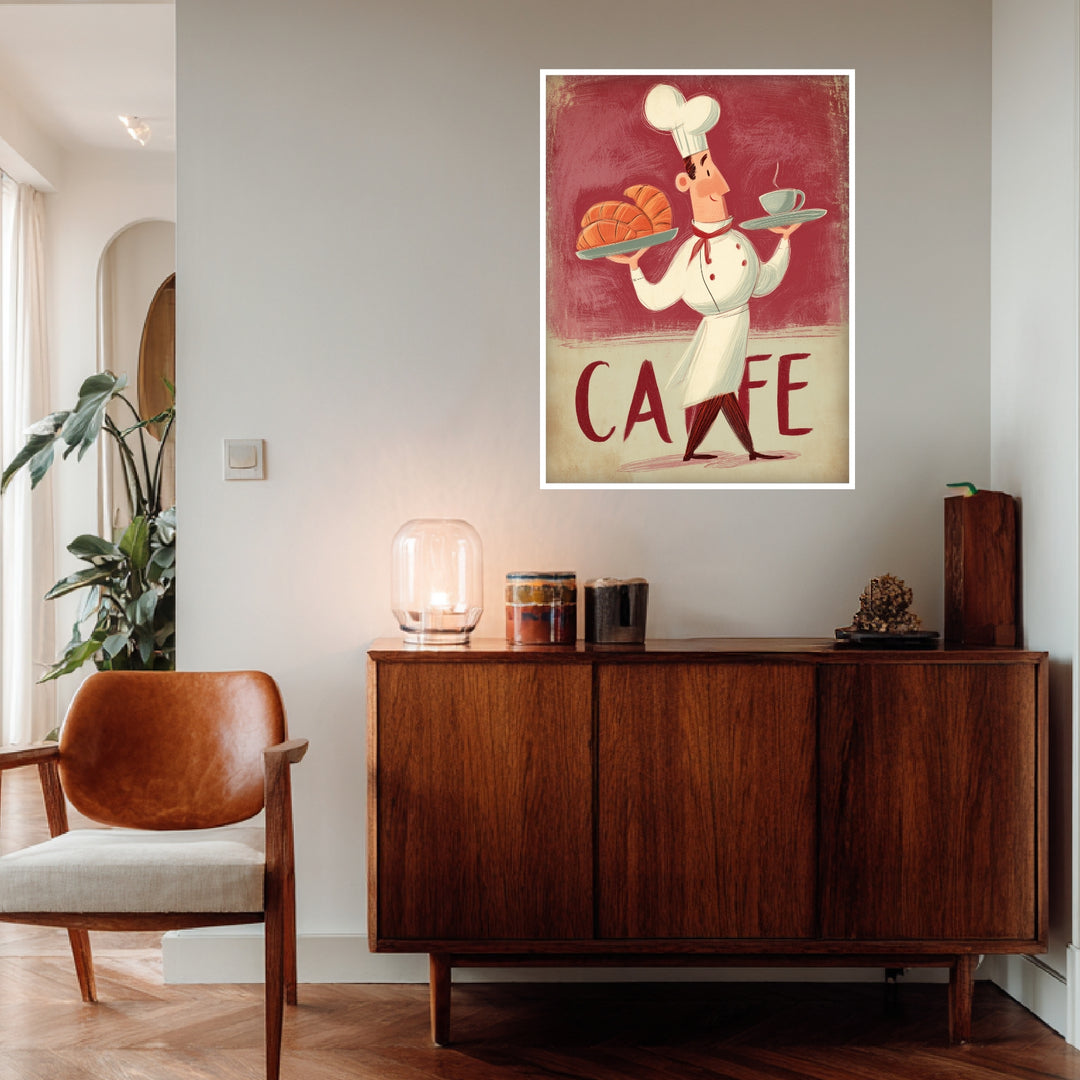 Koch mit Croissants Poster Vintage – mattes Kunstdruck-Papier – Ansicht 4