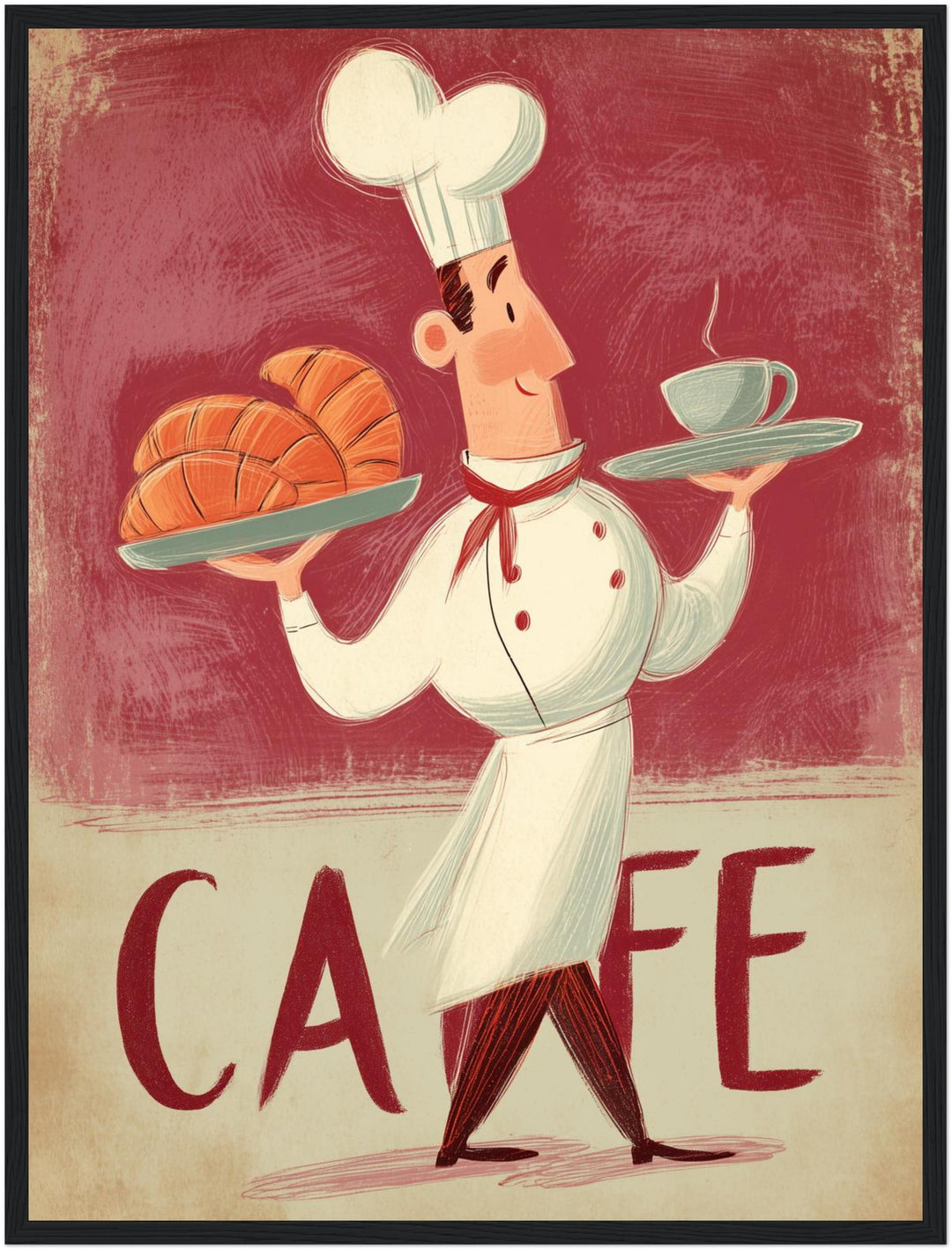 Koch mit Croissants Poster Vintage – mattes Kunstdruck-Papier – Ansicht 6