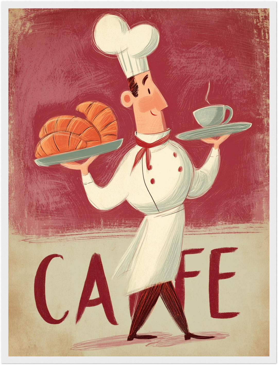 Koch mit Croissants Poster Vintage – mattes Kunstdruck-Papier – Ansicht 5