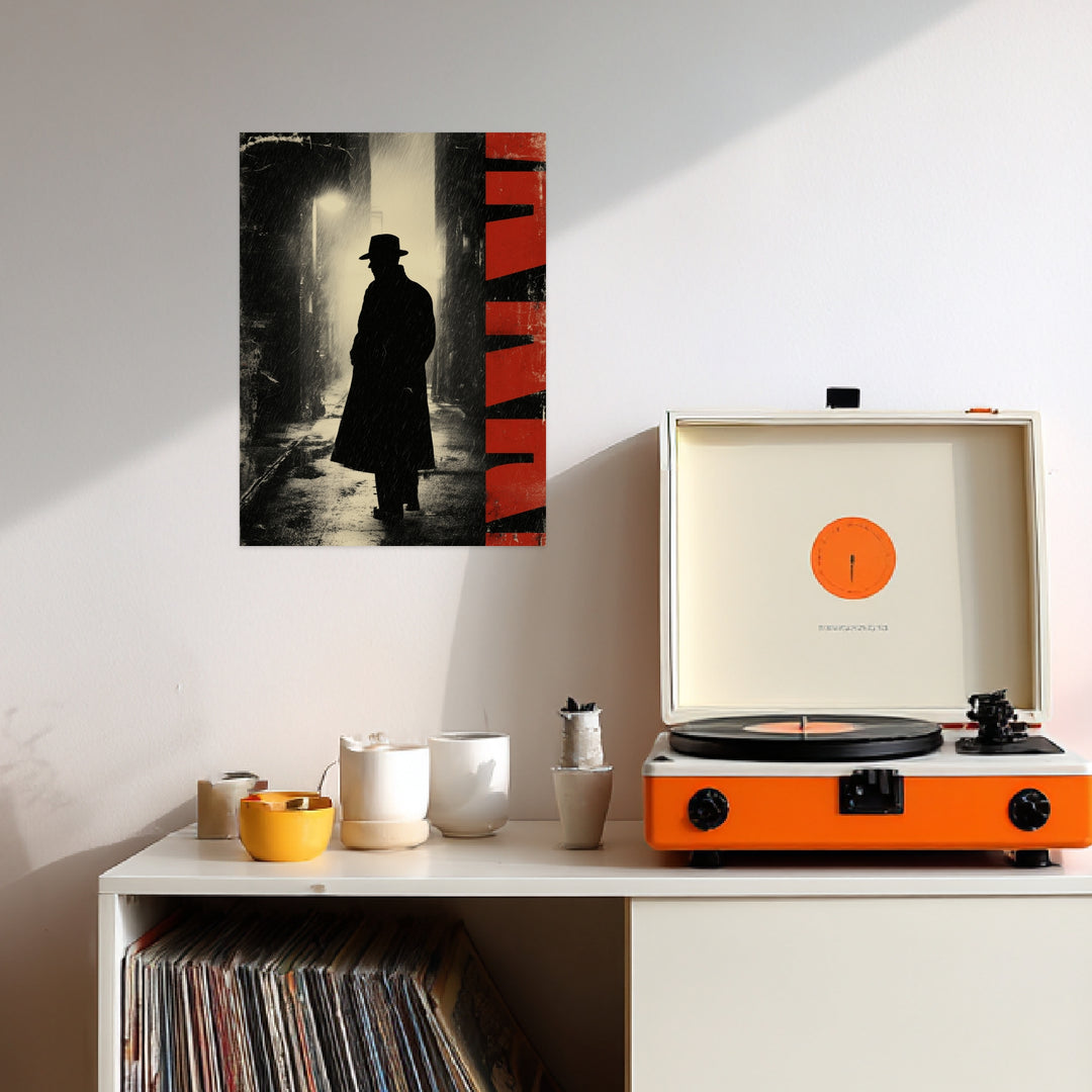 Mann im Regen Leinwandbild Vintage – Leinwand auf Holzrahmen – Ansicht 3