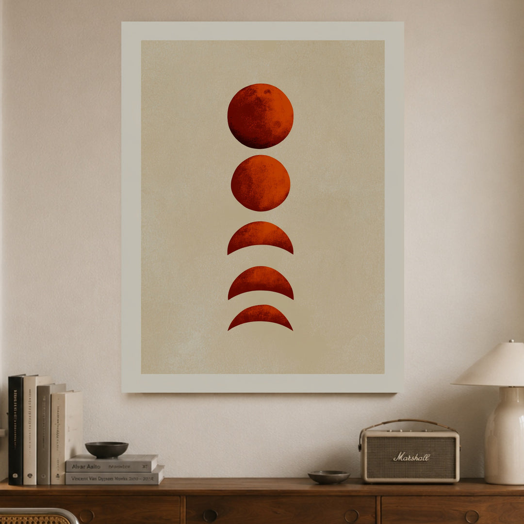 Mondphasen in Terrakotta Poster – Ohne Rahmen – Produktfoto