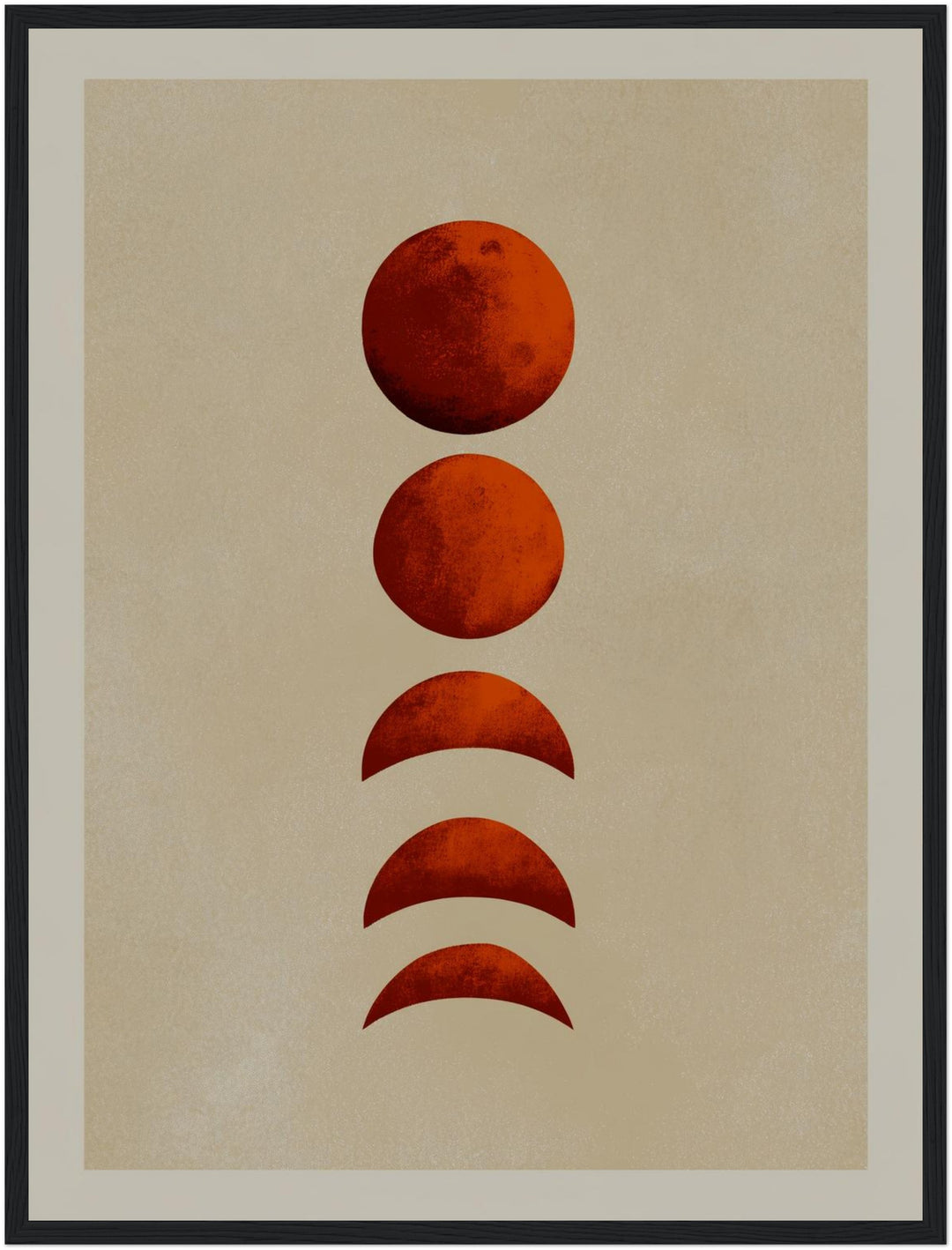 Mondphasen in Terrakotta Poster – Schwarzer Rahmen – Produktfoto
