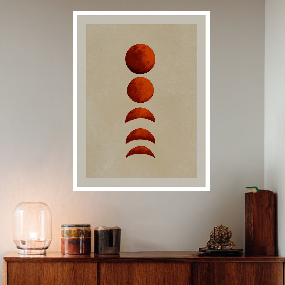 Mondphasen in Terrakotta Poster