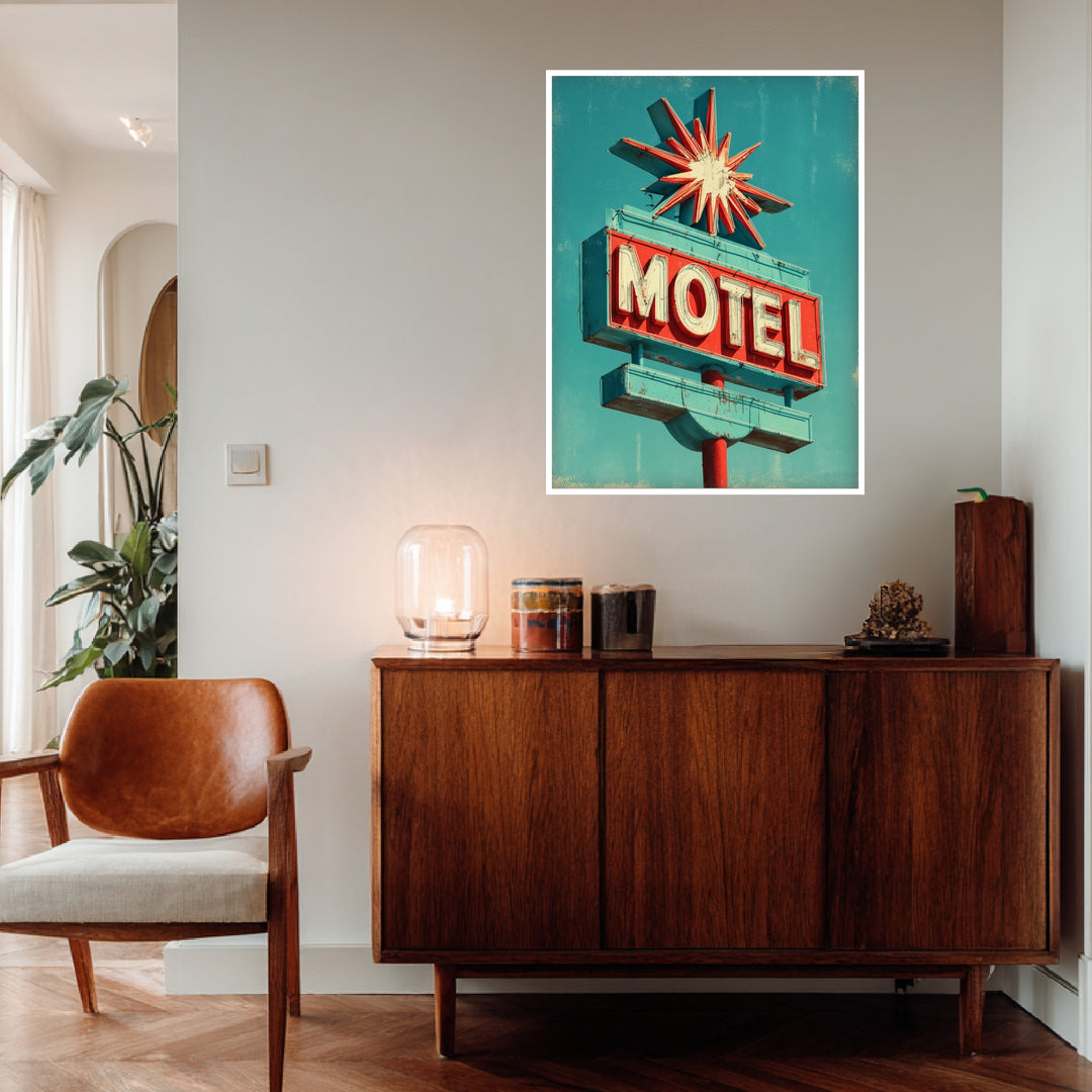 Motel Neon Sign Poster Vintage – mattes Kunstdruck-Papier – Ansicht 4
