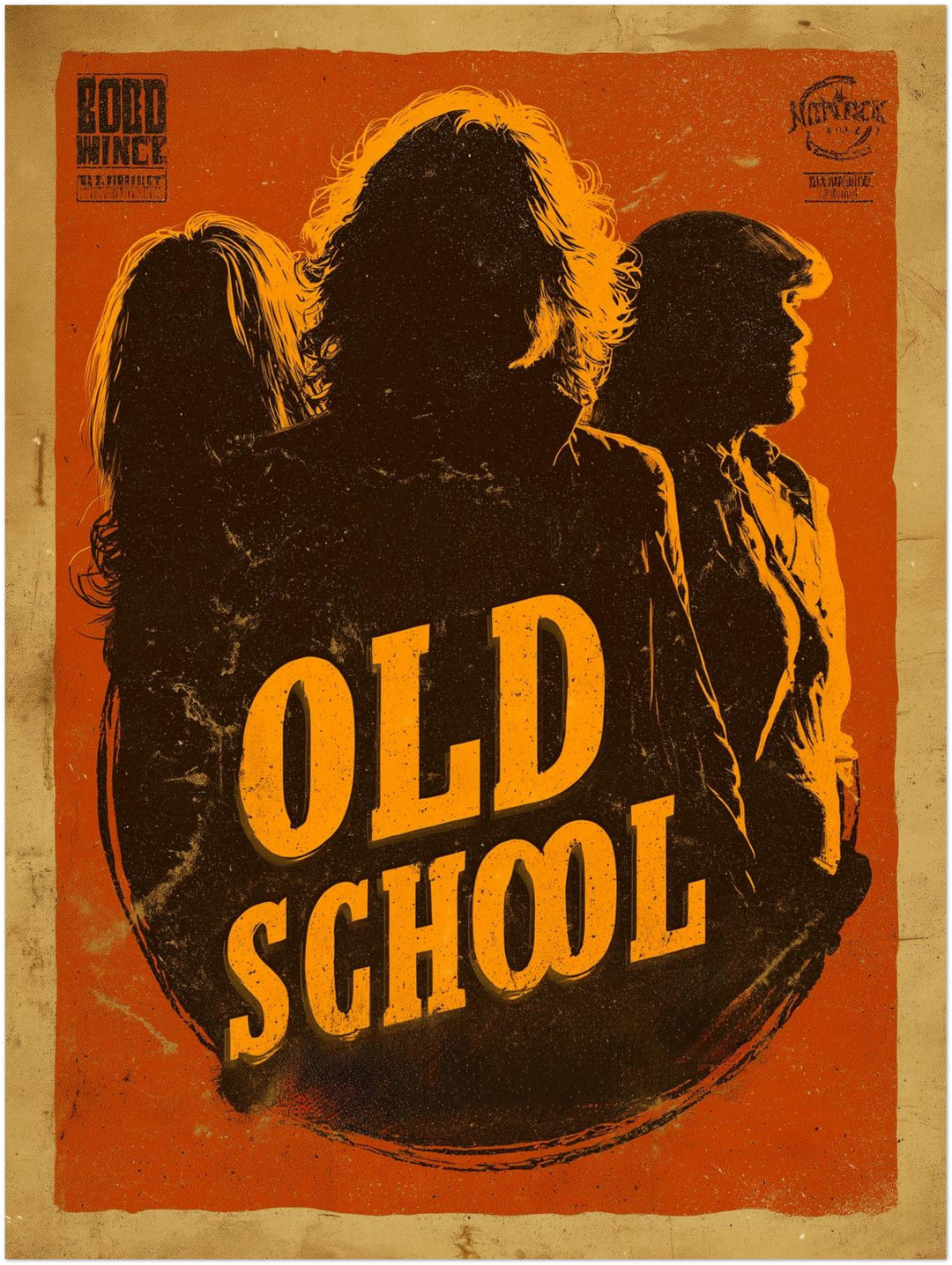 Oldschool Silhouettenfiguren Vintage – Wandkunst