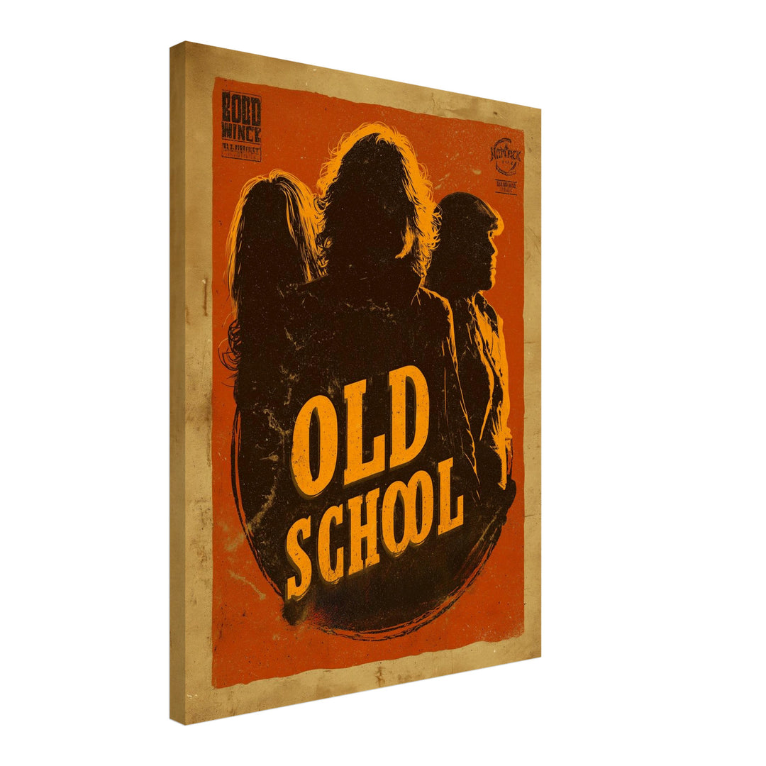 Oldschool Silhouettenfiguren Leinwandbild Vintage – Leinwand auf Holzrahmen – Ansicht 2