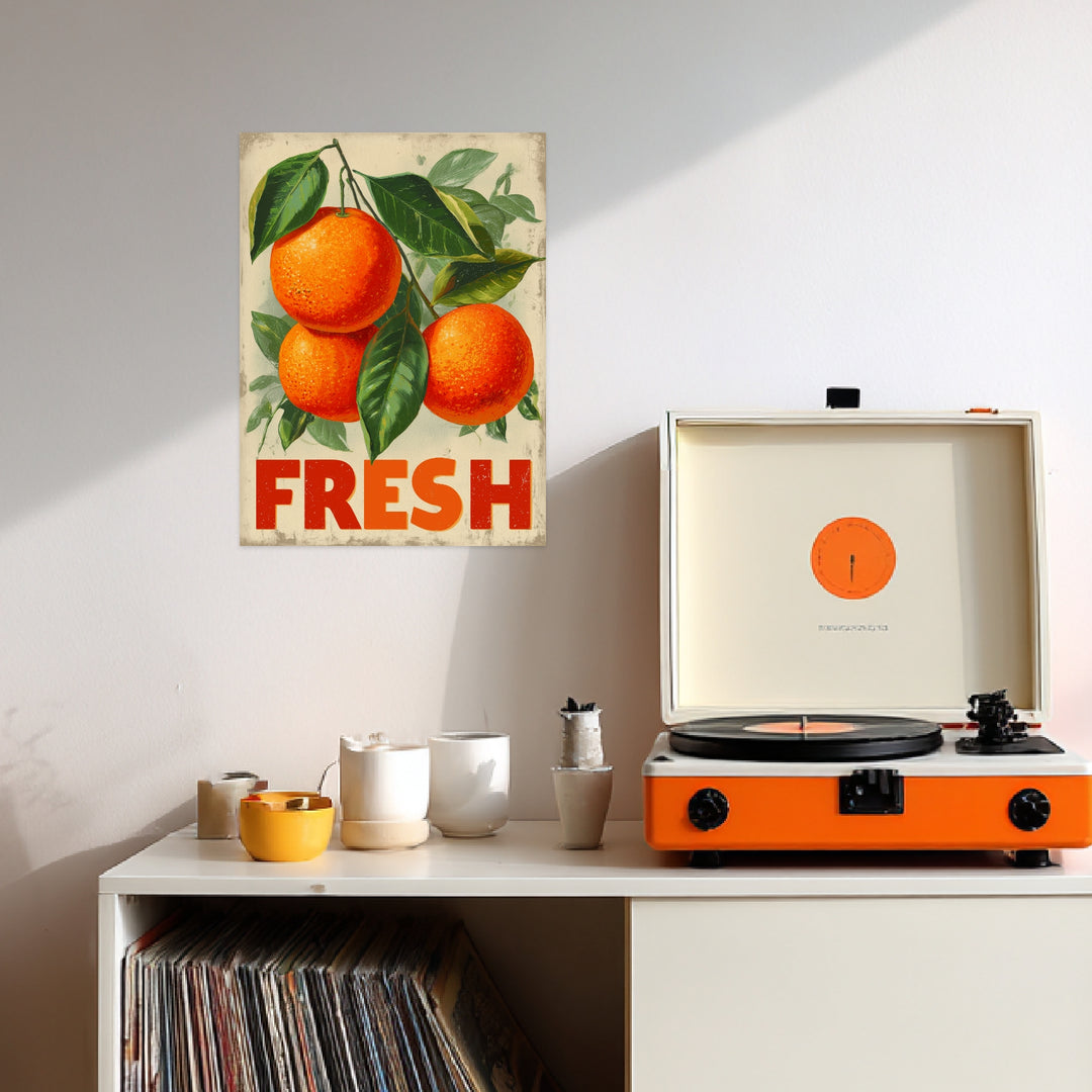 Orangen an Zweig Leinwandbild Vintage – Leinwand auf Holzrahmen – Ansicht 3
