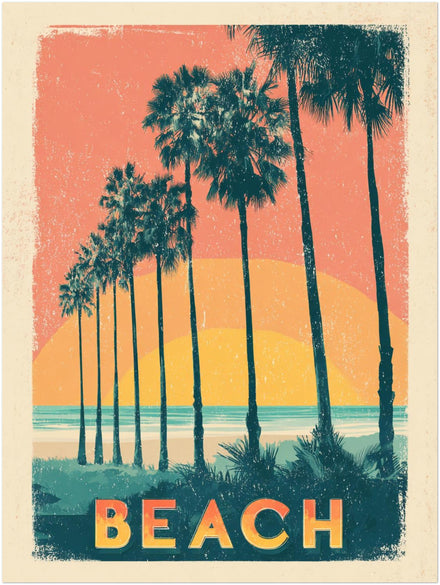 Palmen am Strand — Vintage-Poster
