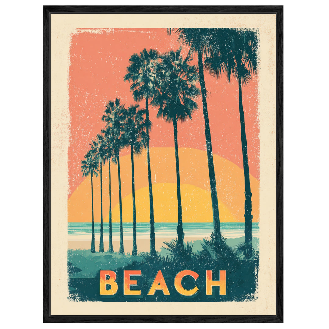 Palmen am Strand Leinwandbild Vintage – Leinwand auf Holzrahmen – Ansicht 4