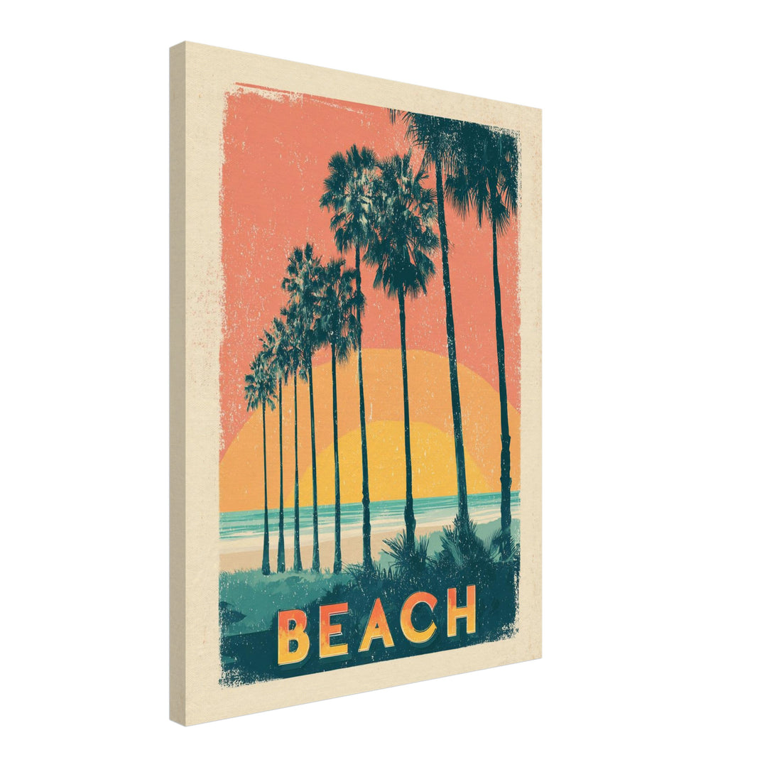 Palmen am Strand Leinwandbild Vintage – Leinwand auf Holzrahmen – Ansicht 2