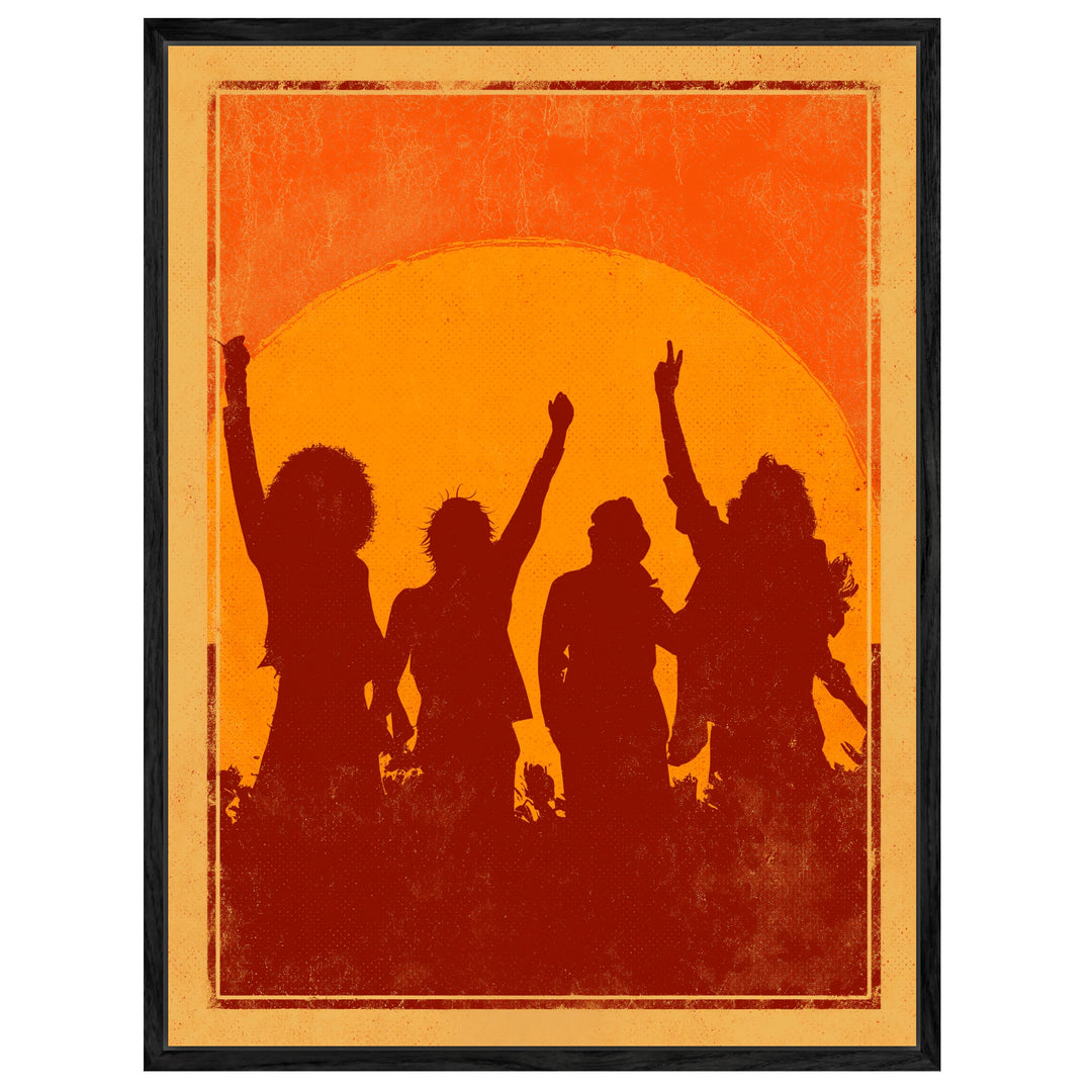 Party bei Sonnenuntergang Leinwandbild Vintage – Leinwand auf Holzrahmen – Ansicht 4