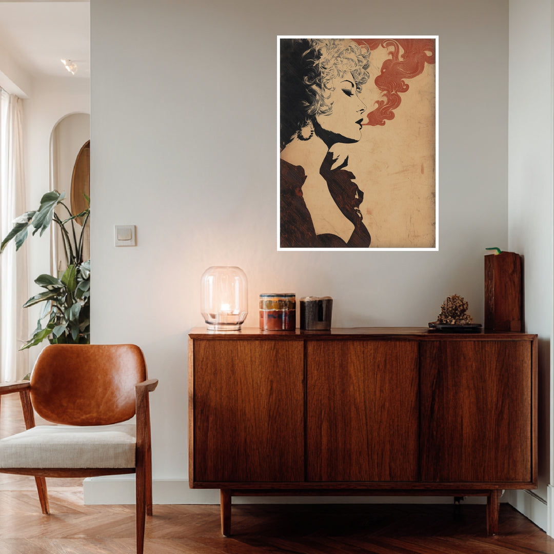 Rauchende Frau im Profil Poster abstrakt – mattes Kunstdruck-Papier – Ansicht 4