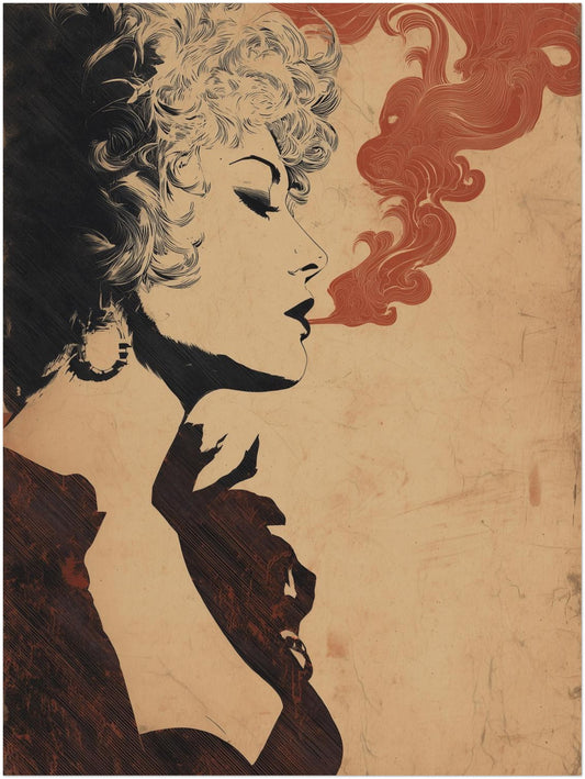 Rauchende Frau im Profil Poster
