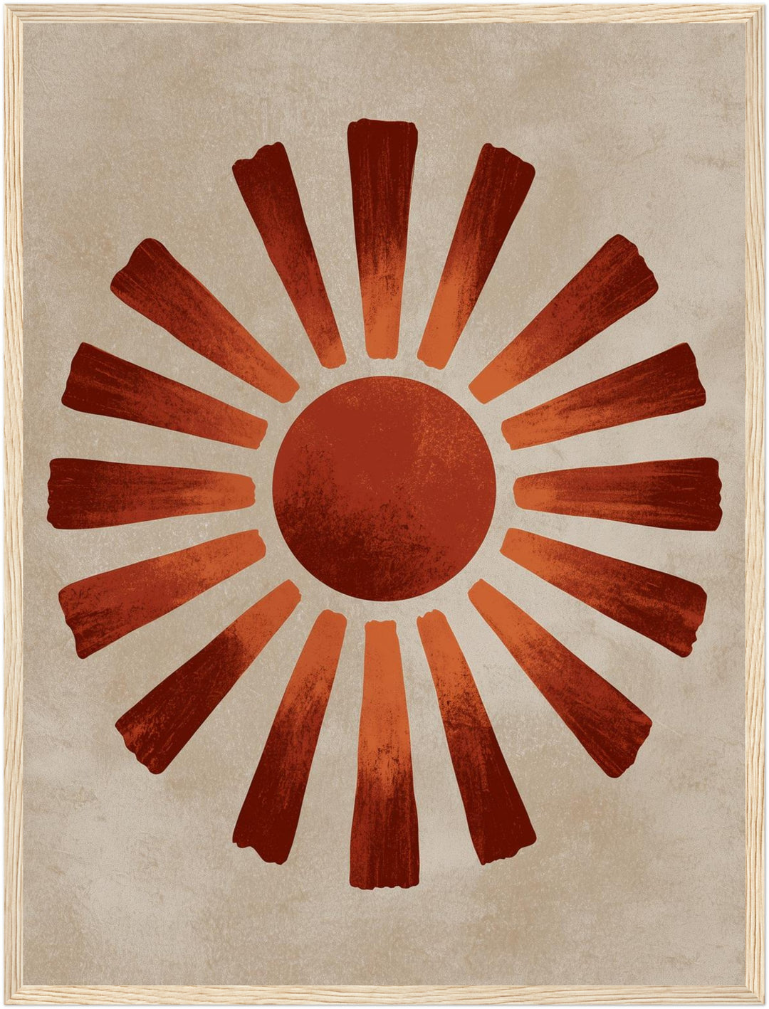 Vintage Sonne in Terrakotta Poster – Holz natur Rahmen – Produktfoto