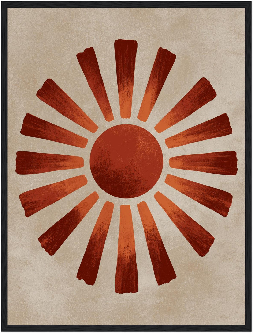 Vintage Sonne in Terrakotta Poster – Schwarzer Rahmen – Produktfoto