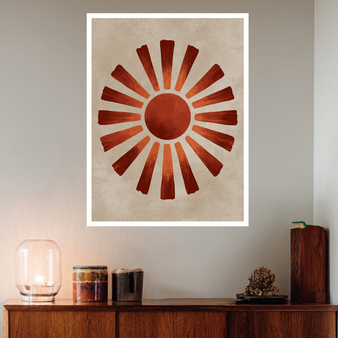 Vintage Sonne in Terrakotta Poster