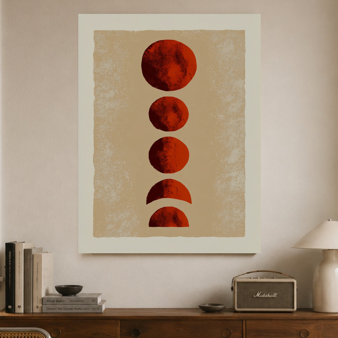 Rote Mondphasen Vintage Poster – Ohne Rahmen – Produktfoto