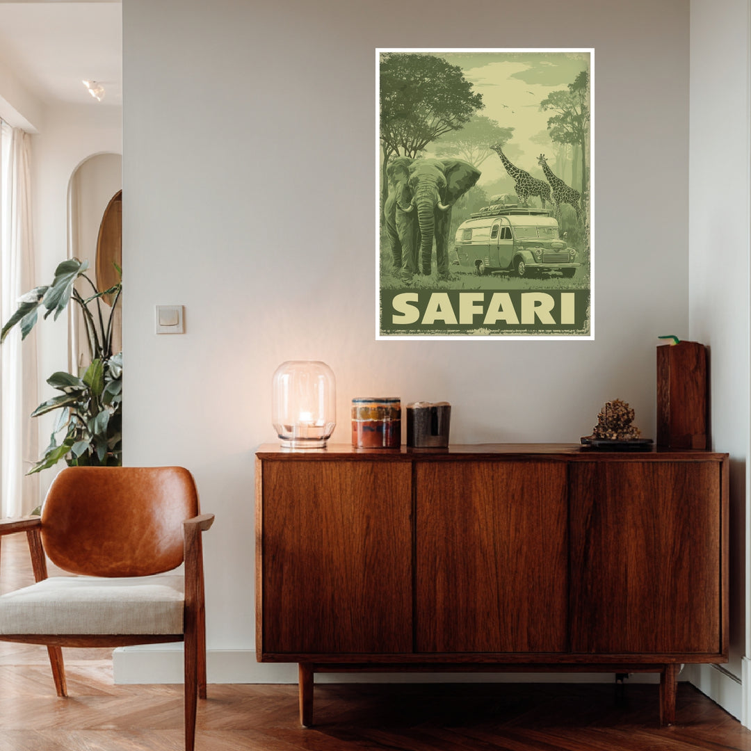 Safari mit Wildtieren Poster Vintage – mattes Kunstdruck-Papier – Ansicht 4
