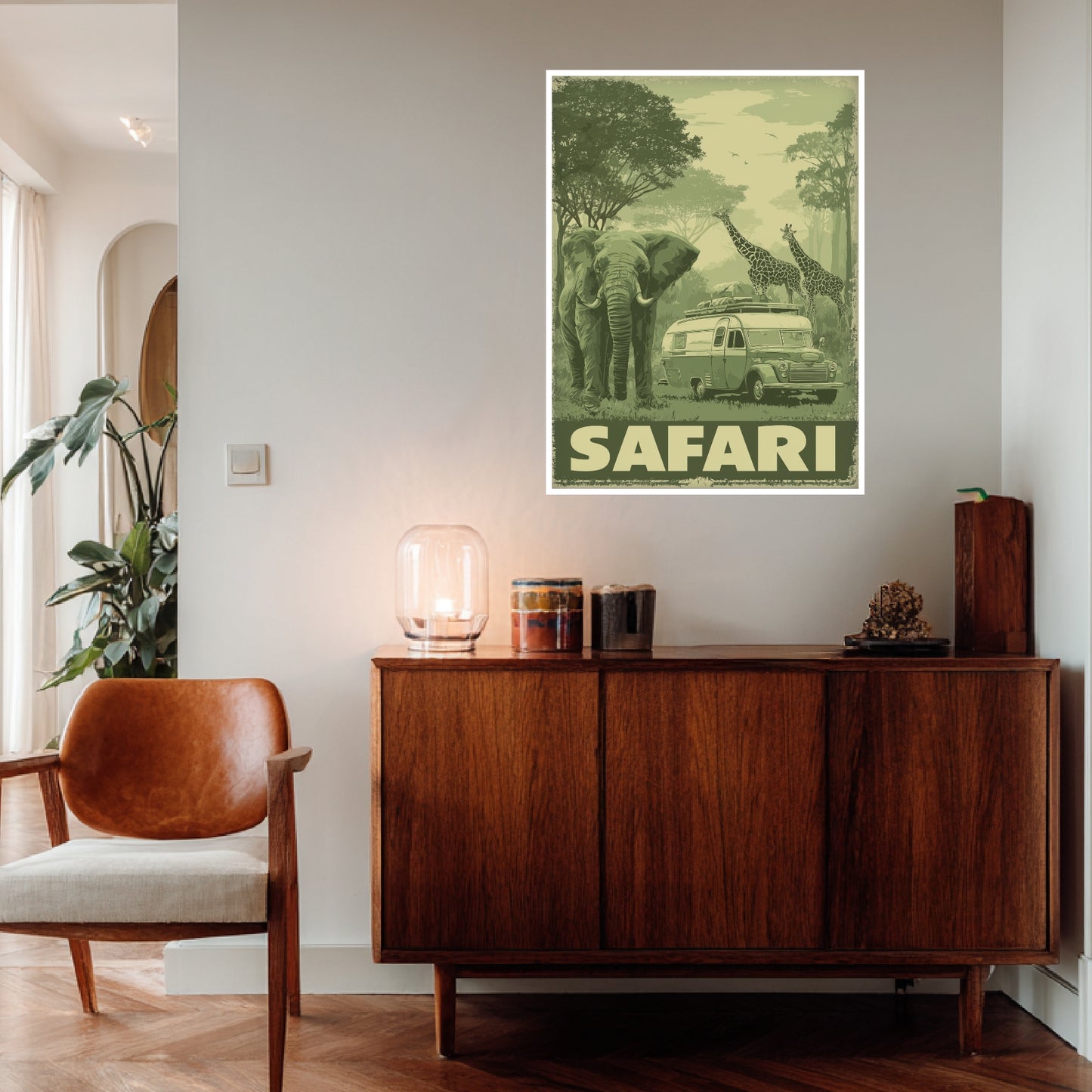 Safari mit Wildtieren Poster
