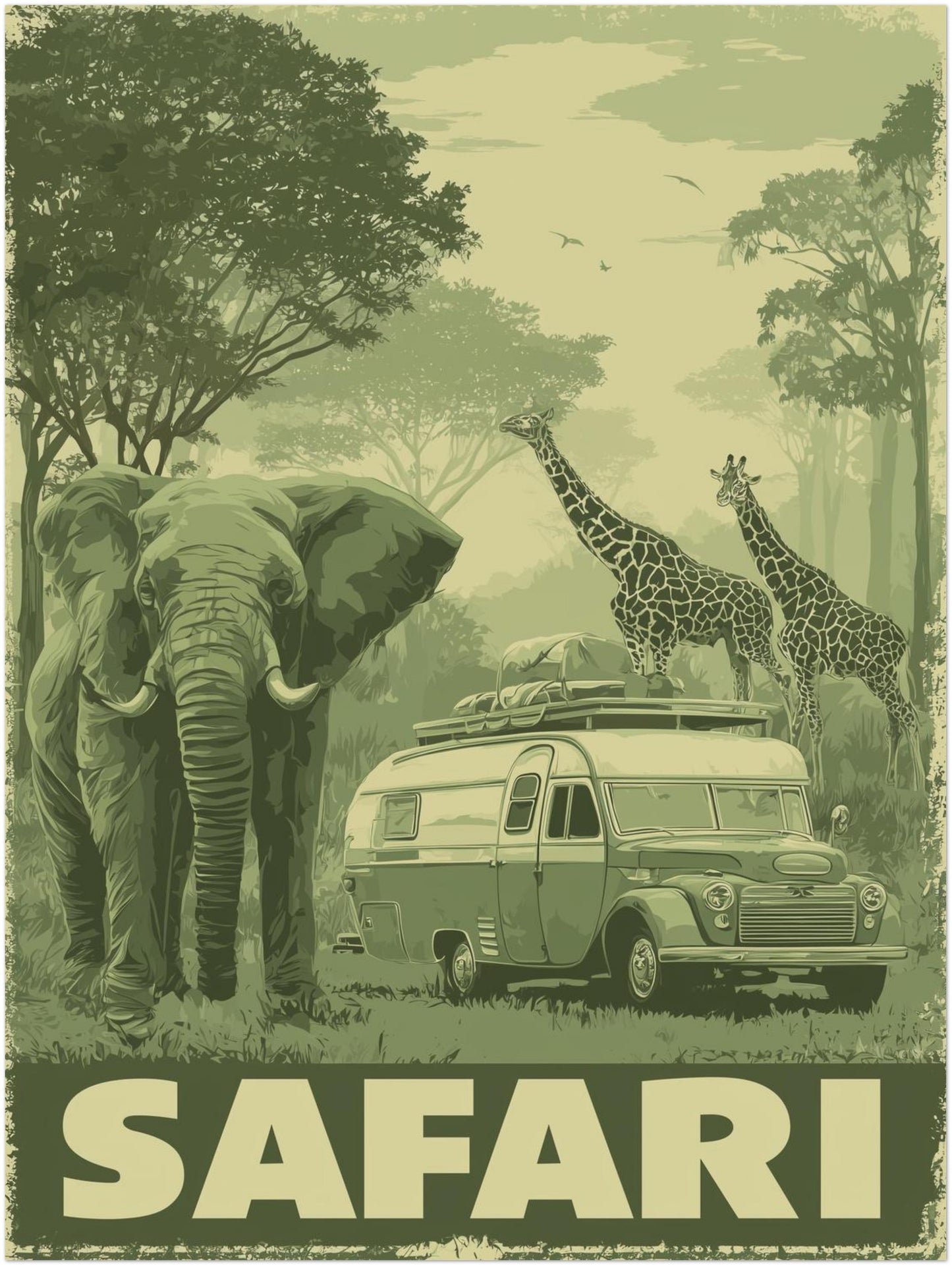 Safari mit Wildtieren Poster