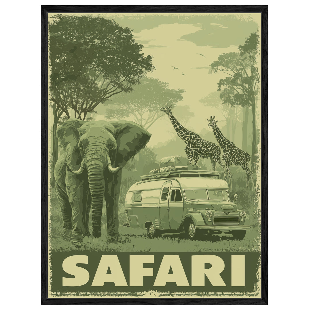 Safari mit Wildtieren Leinwandbild Vintage – Leinwand auf Holzrahmen – Ansicht 4
