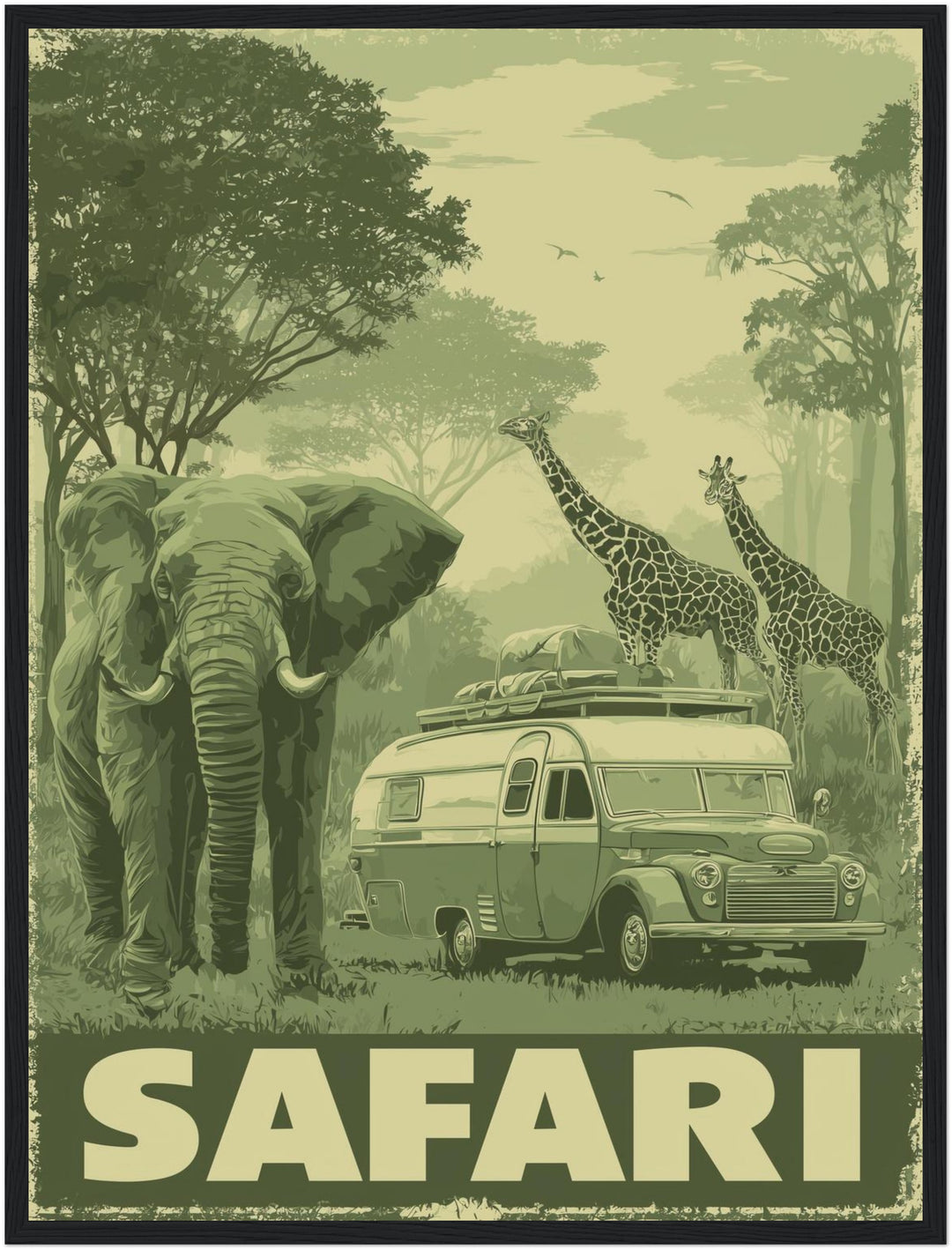 Safari mit Wildtieren Poster Vintage – mattes Kunstdruck-Papier – Ansicht 5