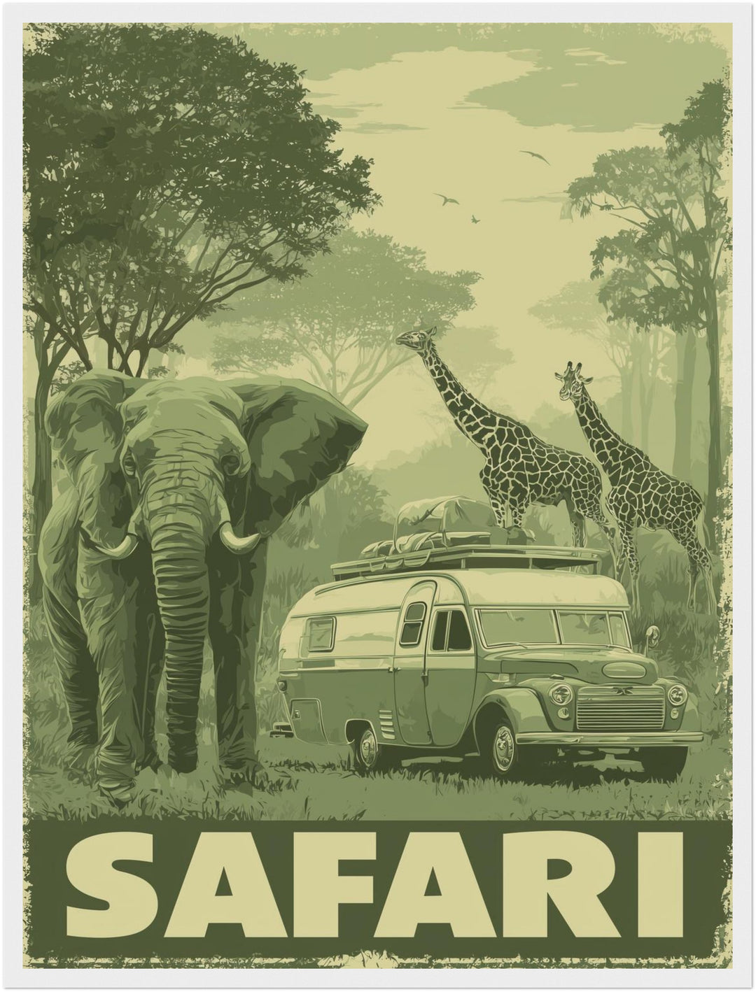 Safari mit Wildtieren Poster Vintage – mattes Kunstdruck-Papier – Ansicht 6