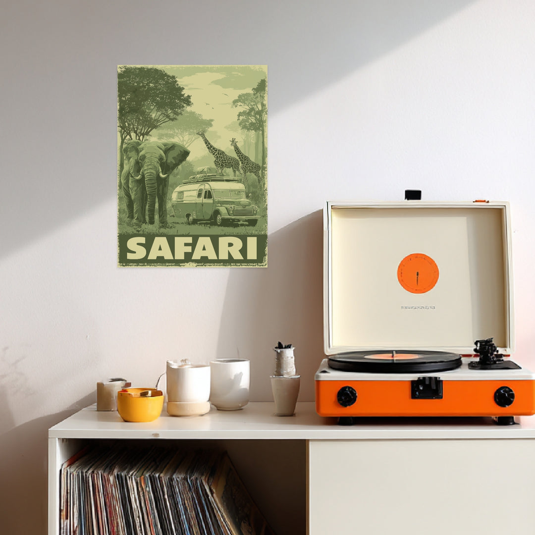 Safari mit Wildtieren Leinwandbild Vintage – Leinwand auf Holzrahmen – Ansicht 3