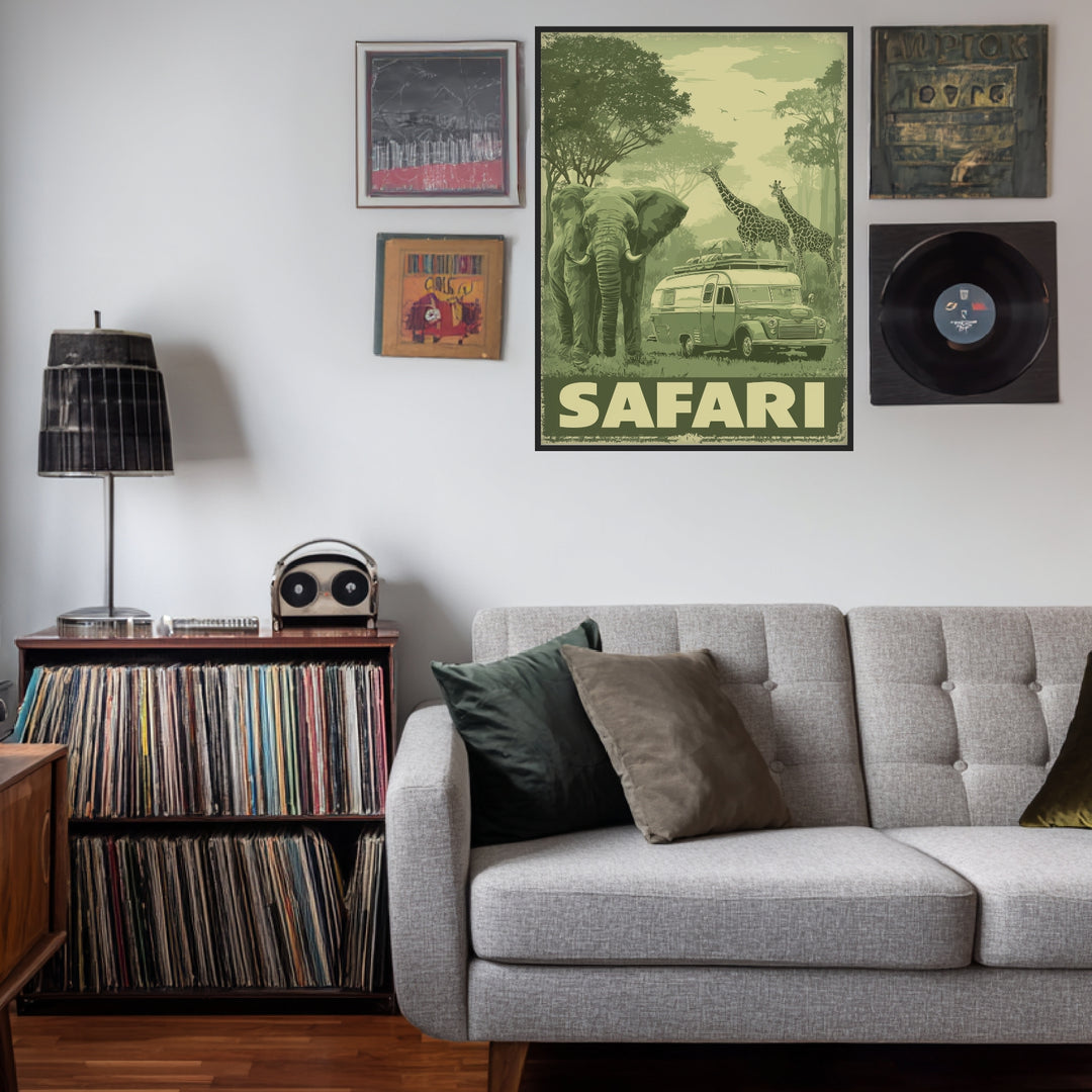 Safari mit Wildtieren Poster Vintage – mattes Kunstdruck-Papier – Ansicht 3