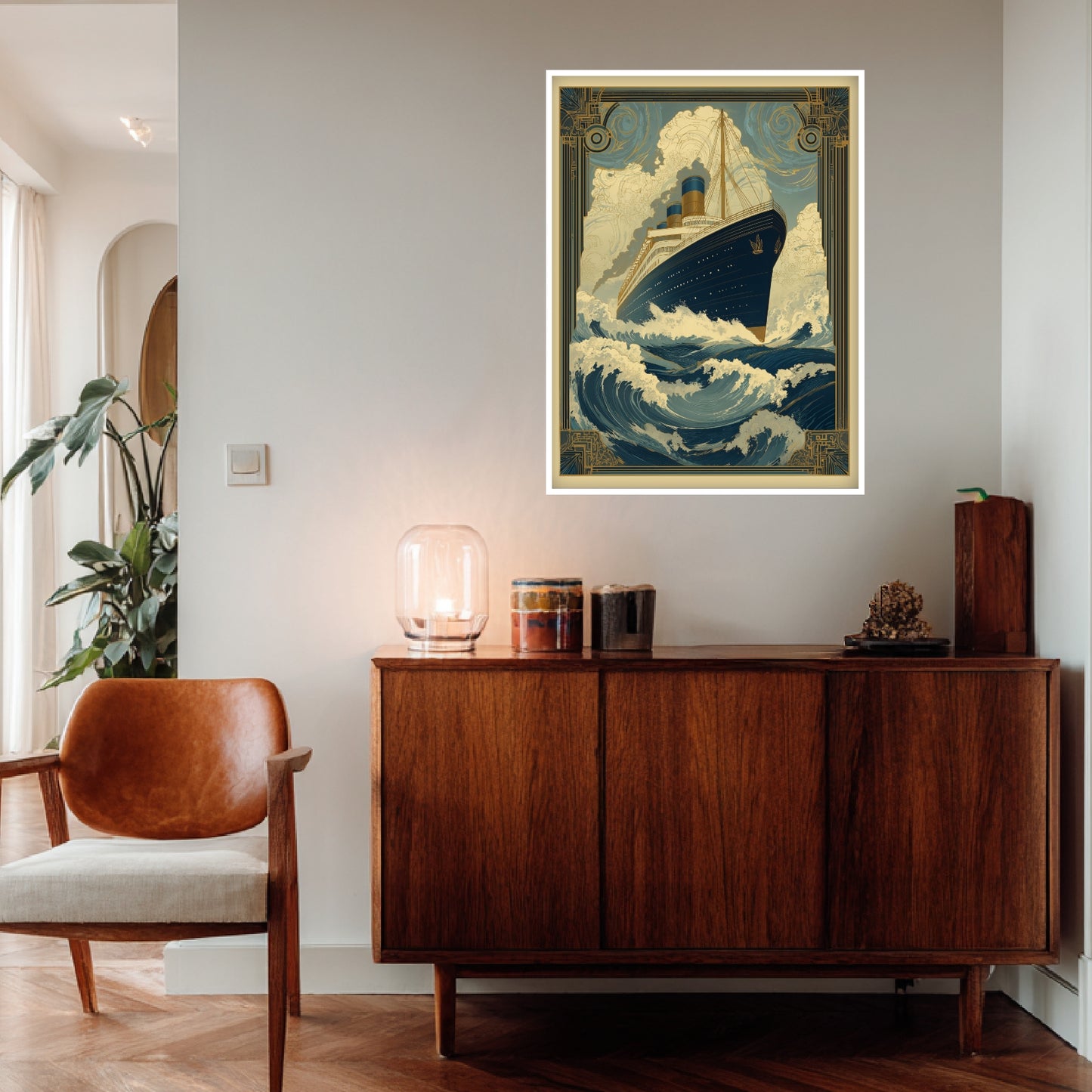 Schiff in Wellen Poster