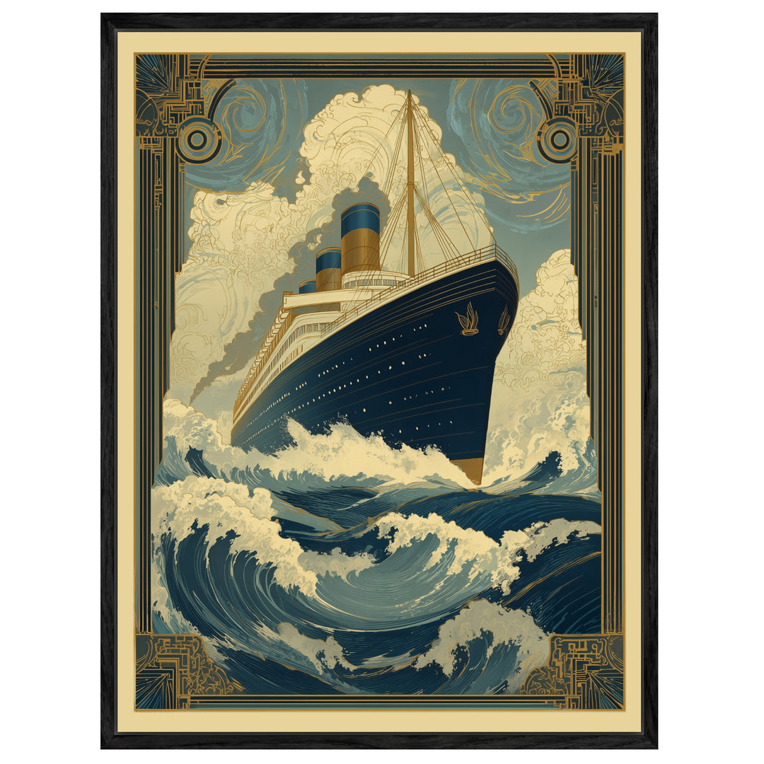 Schiff in Wellen Leinwandbild Vintage – Leinwand auf Holzrahmen – Ansicht 4