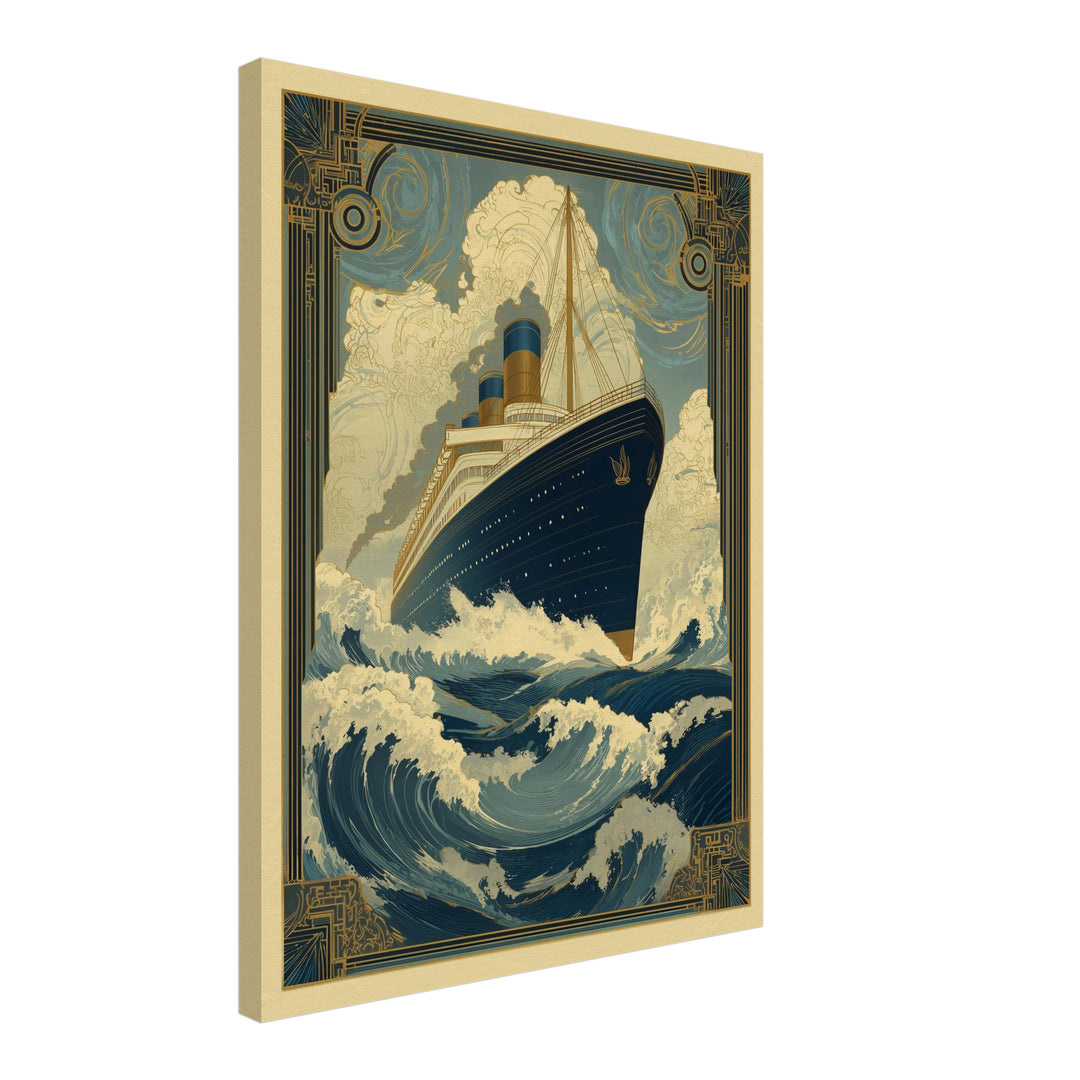 Schiff in Wellen Leinwandbild Vintage – Leinwand auf Holzrahmen – Ansicht 2