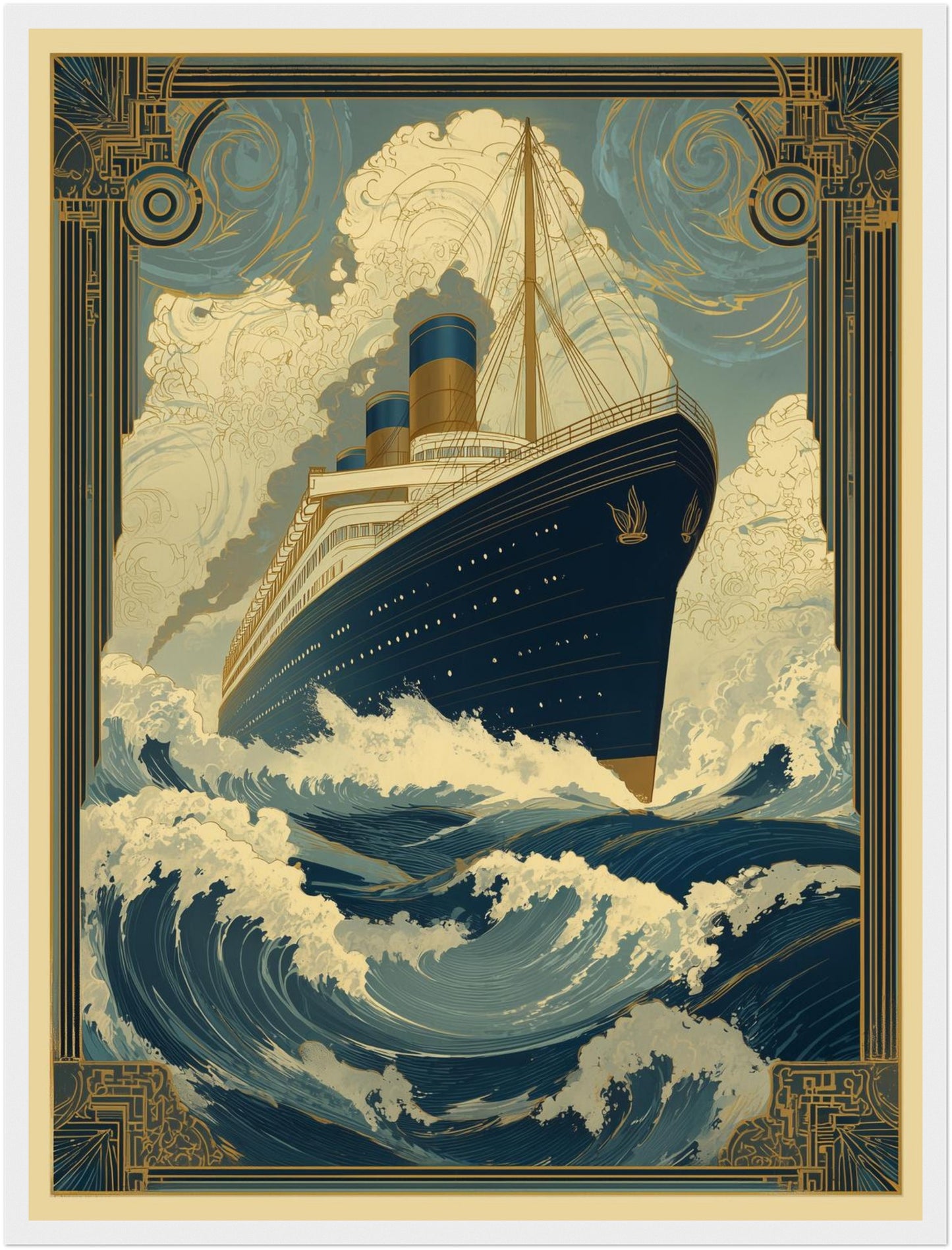 Schiff in Wellen Poster