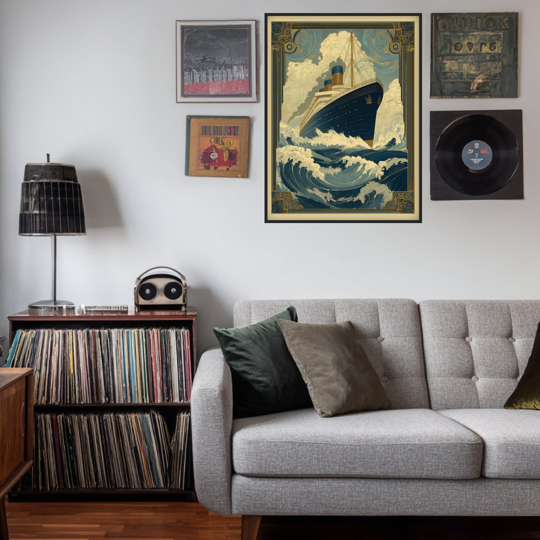 Schiff in Wellen Poster Vintage – mattes Kunstdruck-Papier – Ansicht 3