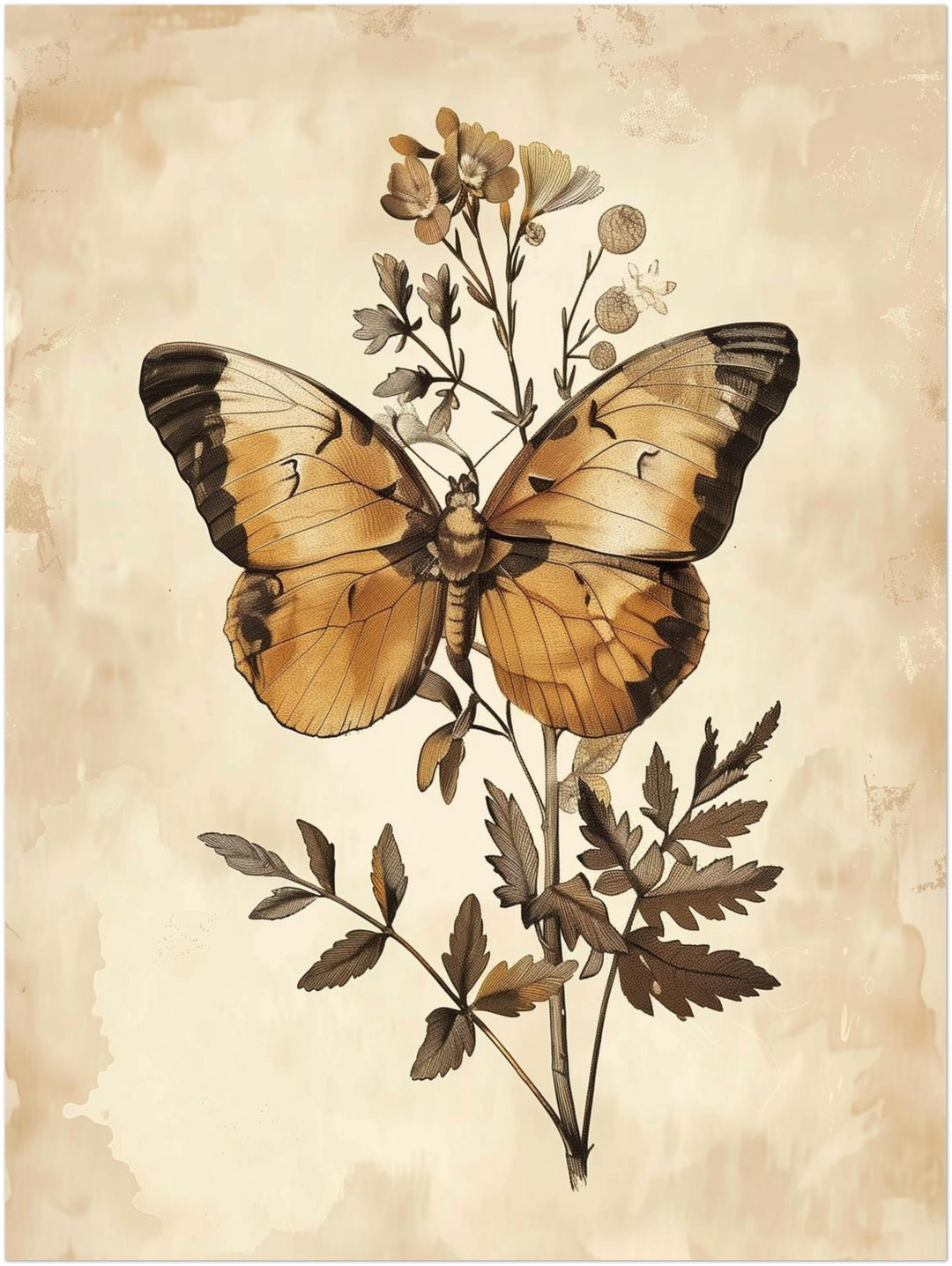 Schmetterling und Blütenpracht Vintage – Wandkunst