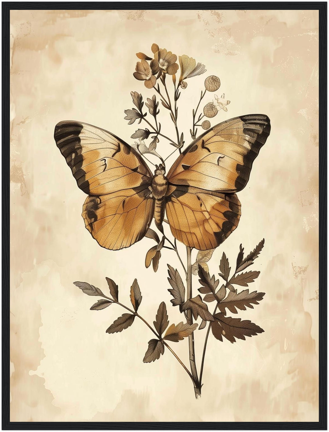 Schmetterling und Blütenpracht Poster Vintage – mattes Kunstdruck-Papier – Ansicht 5