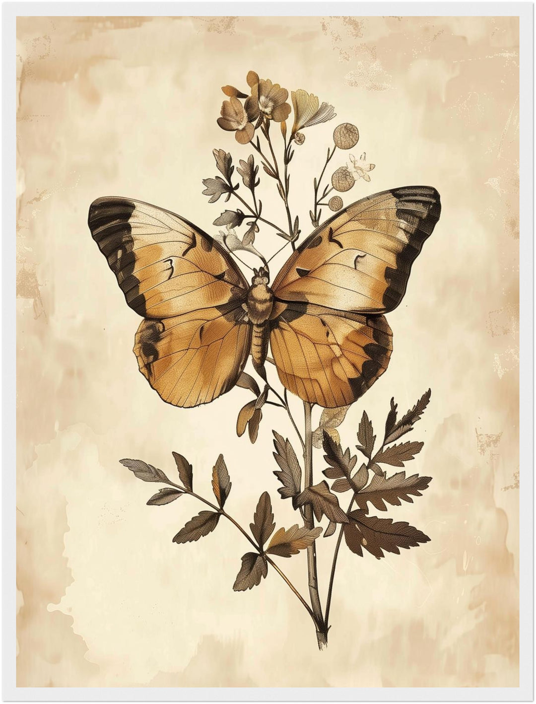 Schmetterling und Blütenpracht Poster Vintage – mattes Kunstdruck-Papier – Ansicht 6
