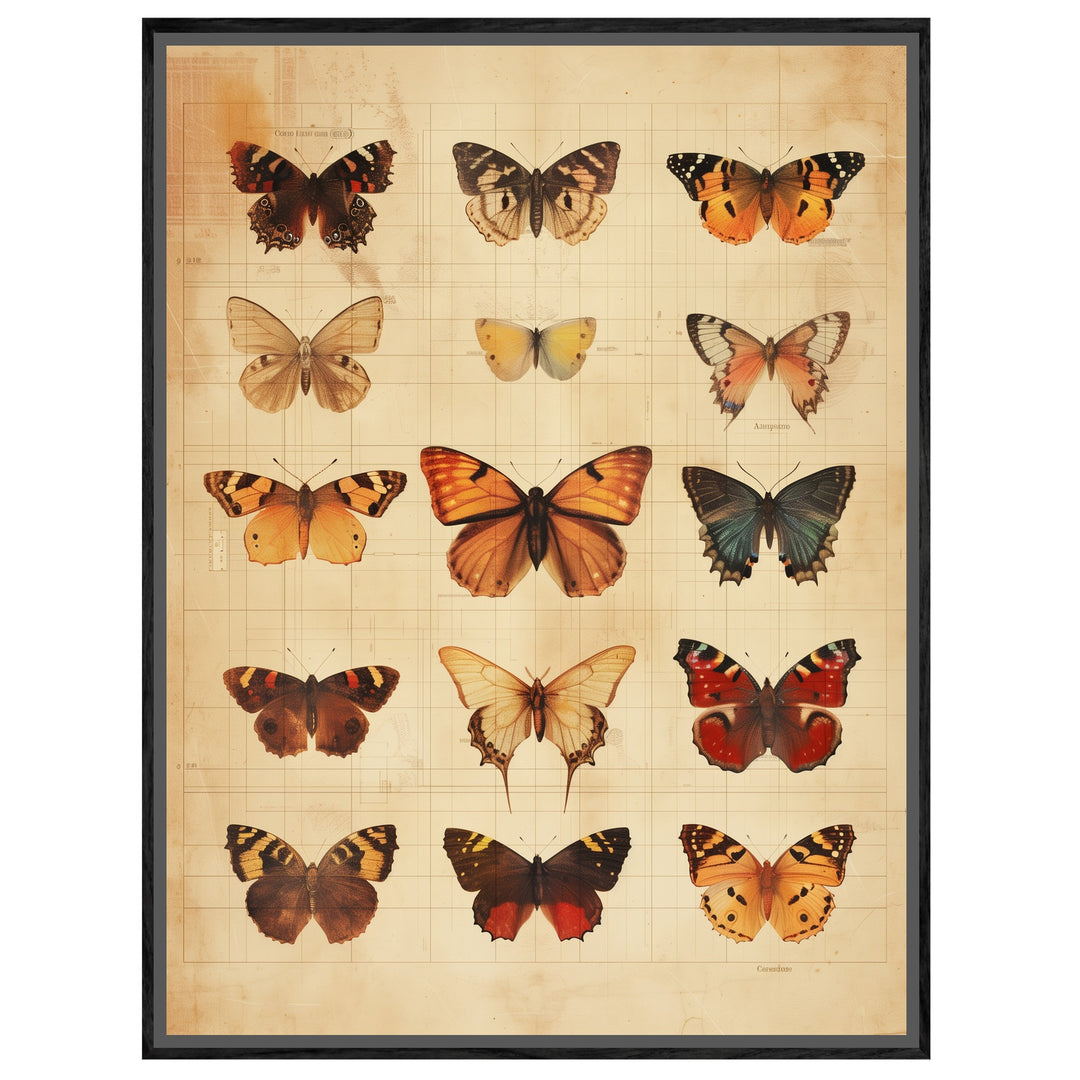 Schmetterlinge im Vintage-Tableau Leinwandbild – Leinwandbild