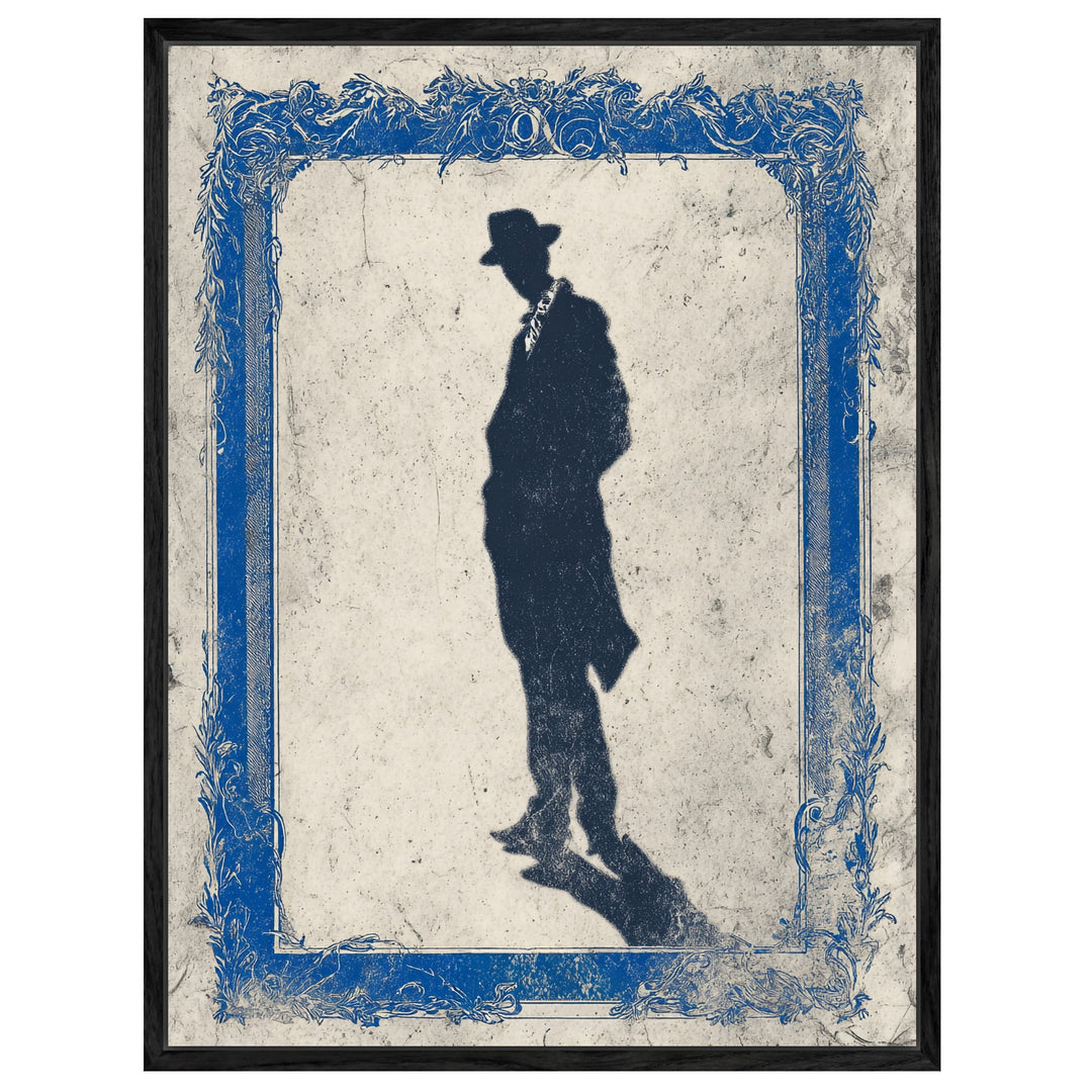 Silhouette Mann Leinwandbild Vintage – Leinwand auf Holzrahmen – Ansicht 2