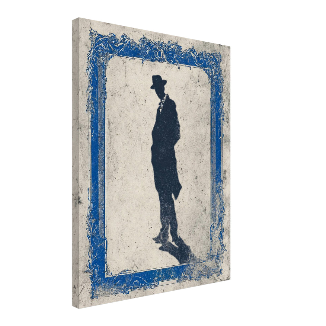 Silhouette Mann Leinwandbild Vintage – Leinwand auf Holzrahmen – Ansicht 4