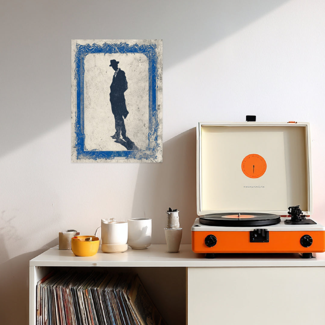 Silhouette Mann Leinwandbild Vintage – Leinwand auf Holzrahmen – Ansicht 3