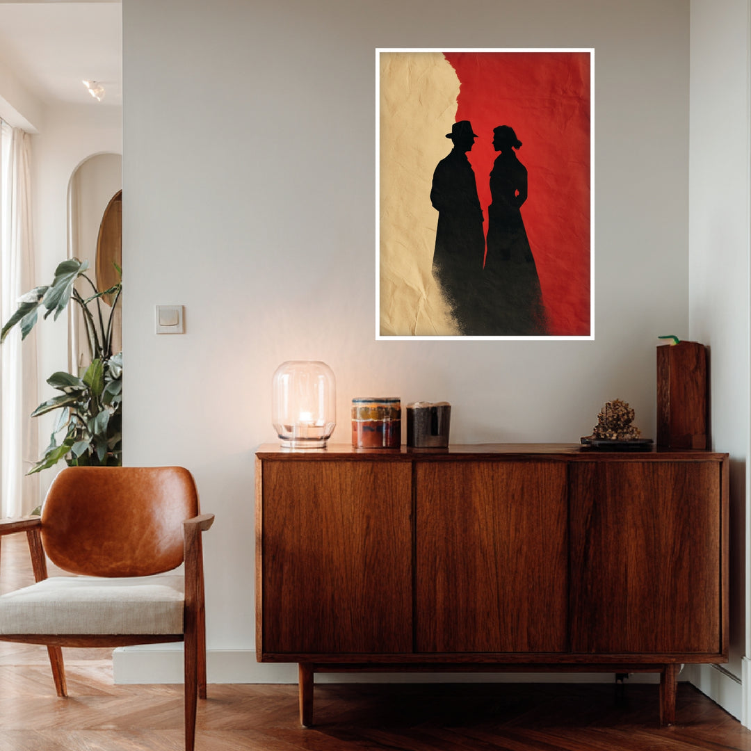 Silhouetten eines Paares Poster Vintage – mattes Kunstdruck-Papier – Ansicht 4
