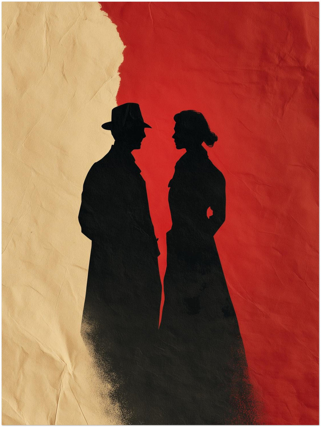 Silhouetten eines Paares Vintage – Wandkunst