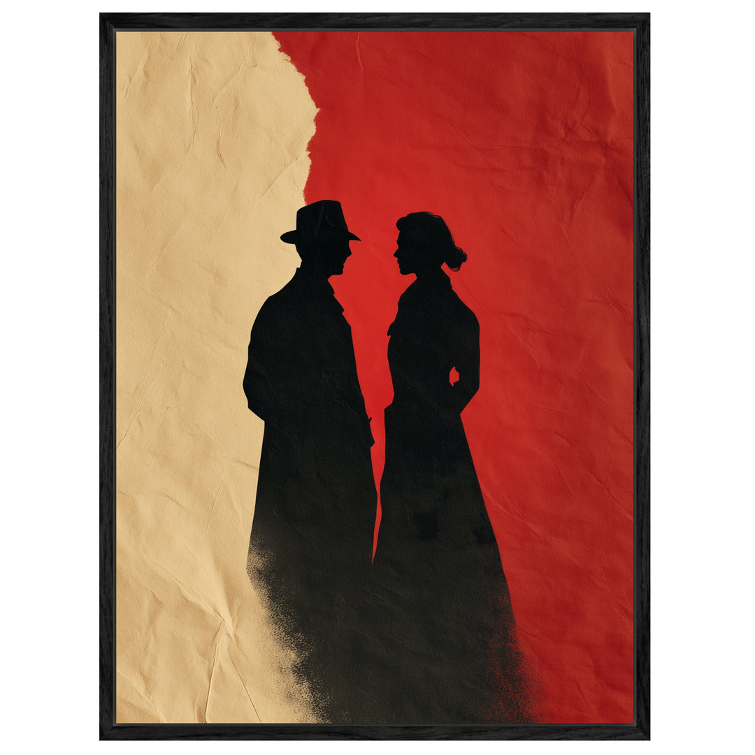 Silhouetten eines Paares Leinwandbild Vintage – Leinwand auf Holzrahmen – Ansicht 4