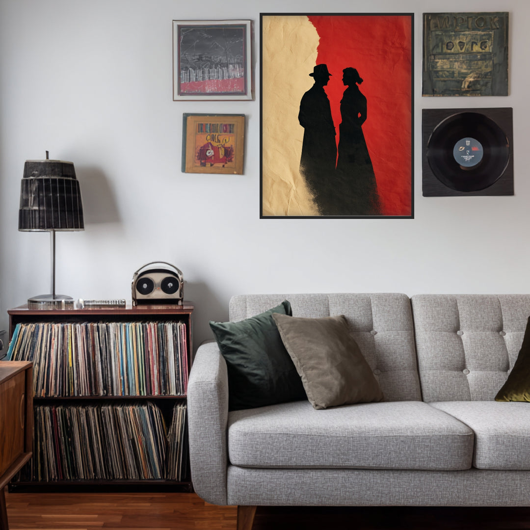 Silhouetten eines Paares Poster Vintage – mattes Kunstdruck-Papier – Ansicht 3