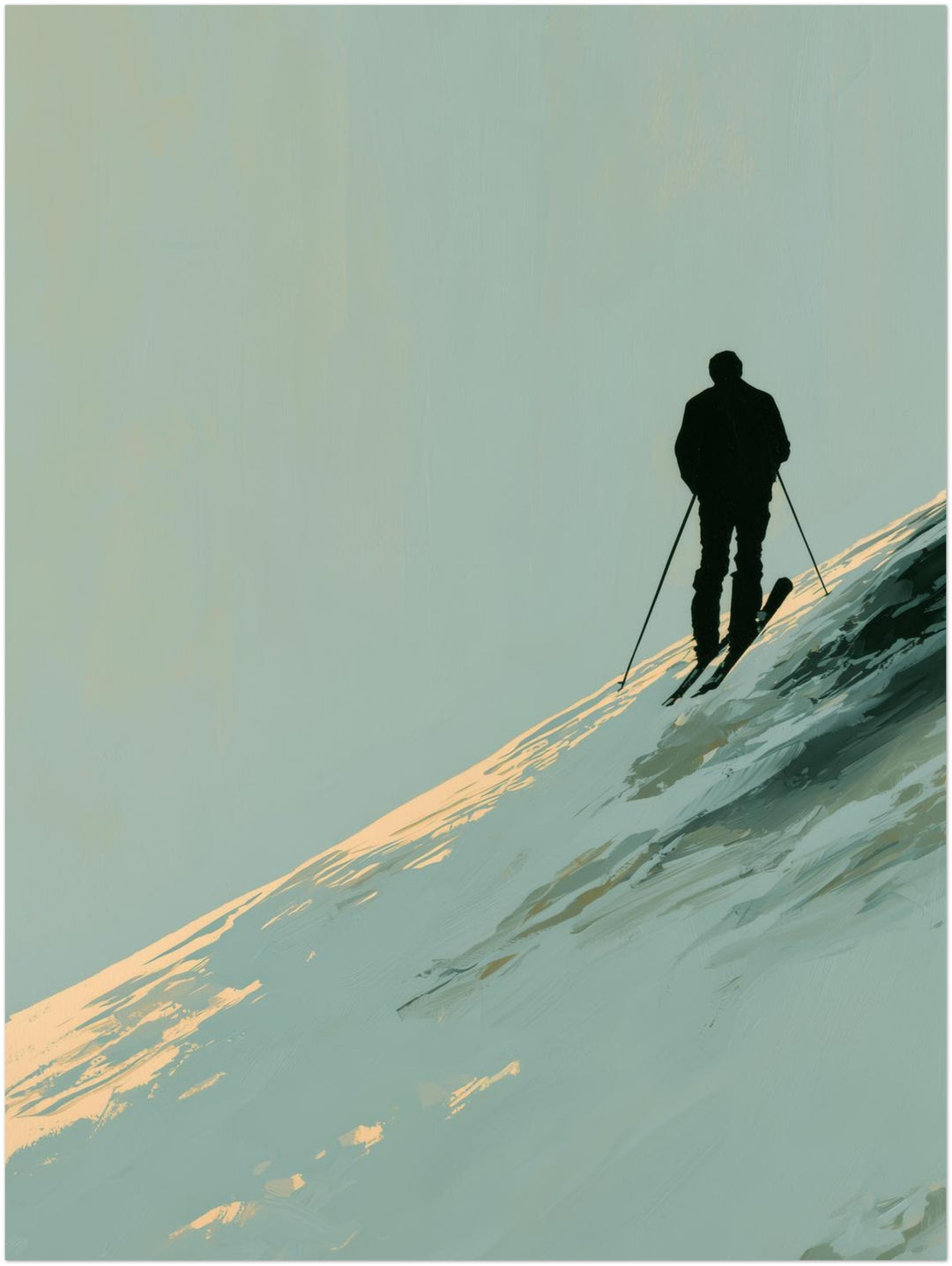 Skifahrer im Winterlicht Poster – Ohne Rahmen – Produktfoto