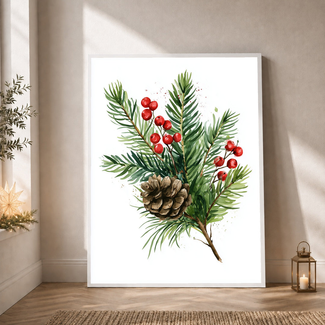 Winterzweig mit Zapfen Poster