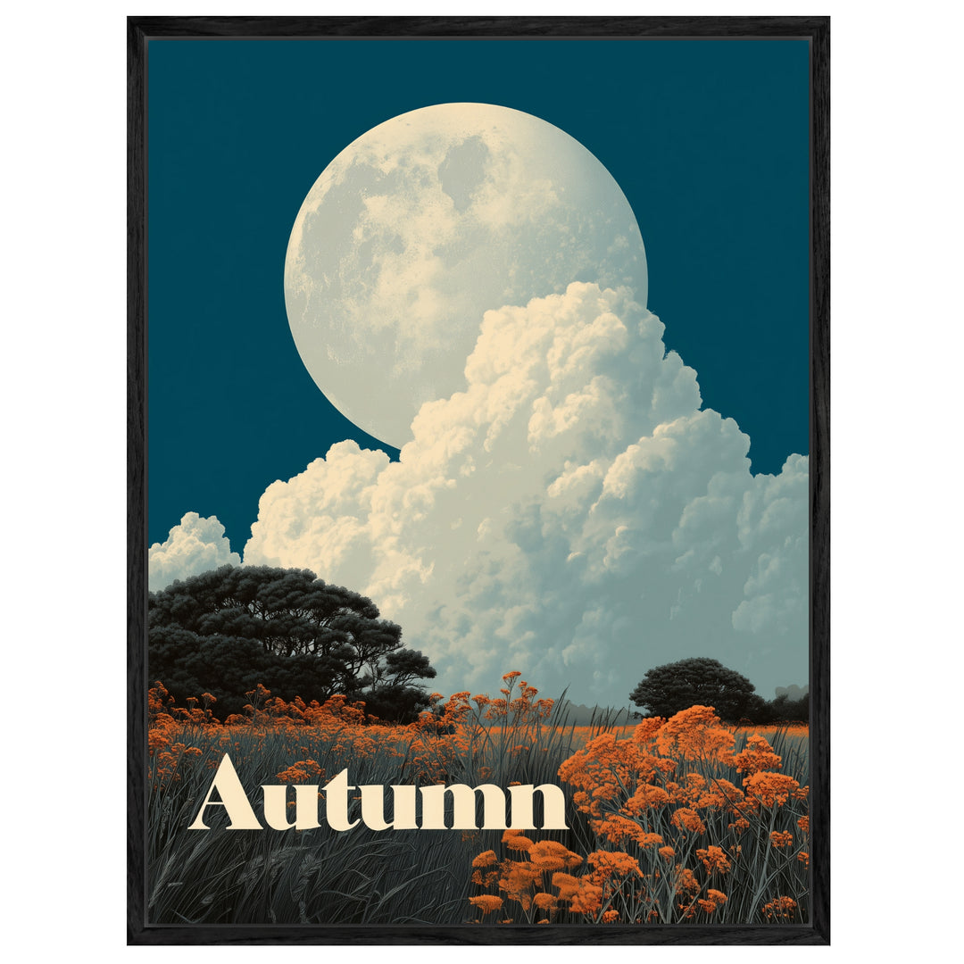 Vollmond über Herbstwiese Leinwandbild – Leinwandbild